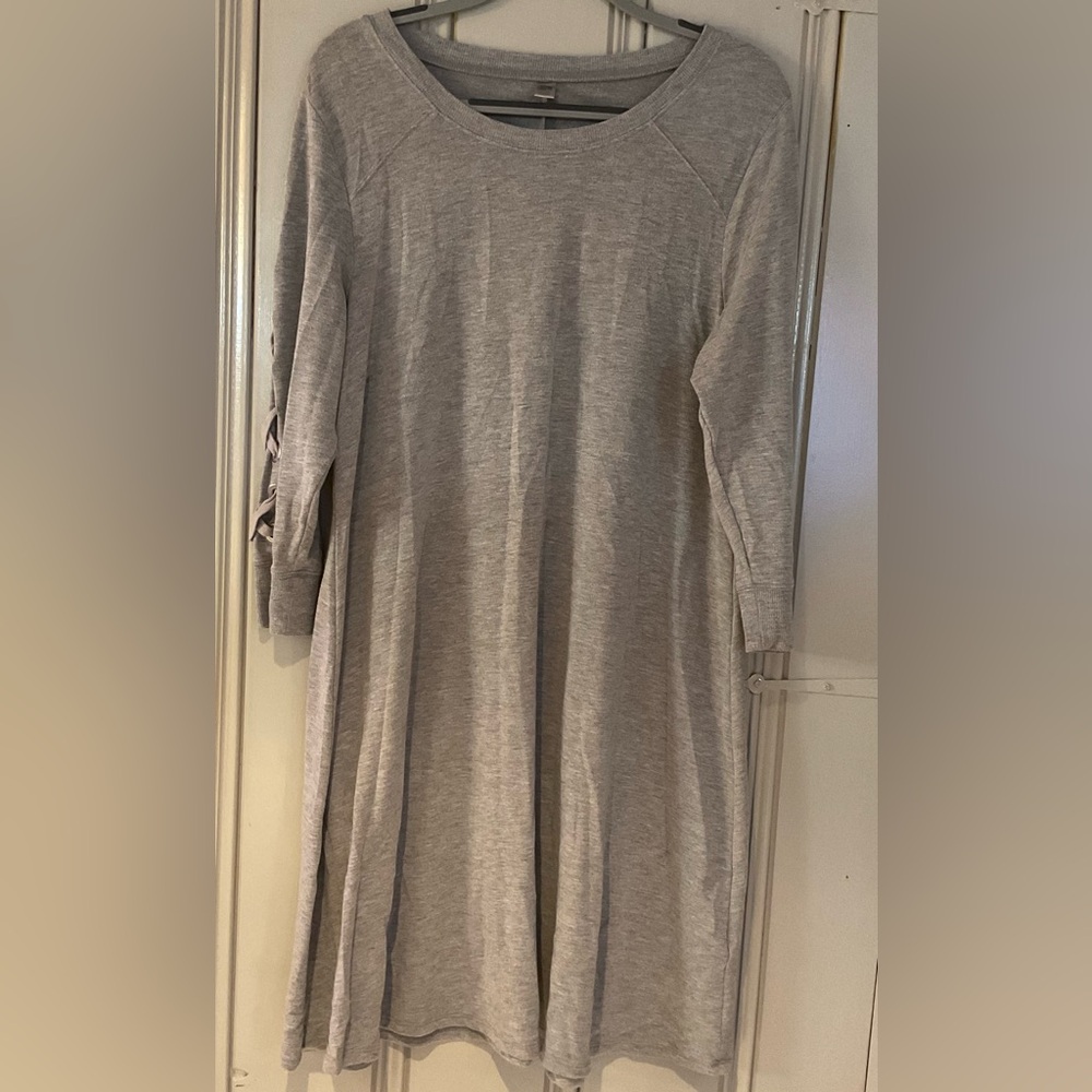 Plus size sweatshirt dress with great sleeve detail